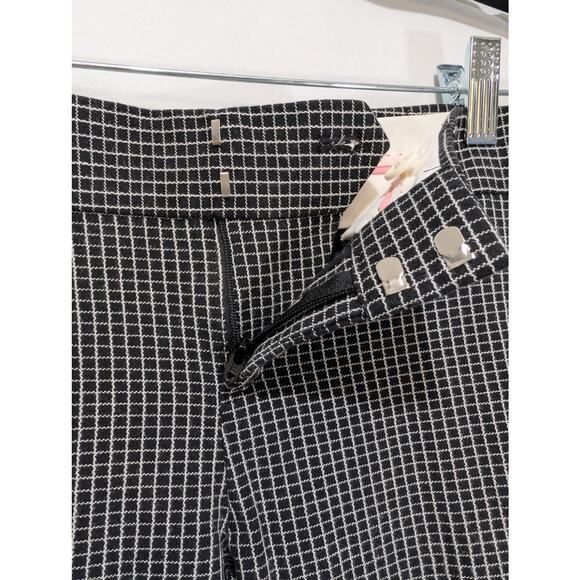Banana Republic Sloan Fit Windowpane Ankle Pants Black White Size 0 - Picture 3 of 8